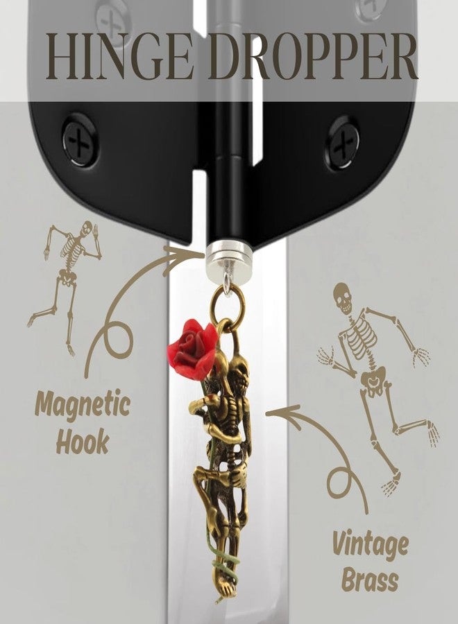 Wallertree Brass Hugging Skeletons Hinge Head Home Decoration - Magnetic Hinge Head Decorative Droppers of Romantic Skull Couples - Gothic Door Hinge Heads Decor (Hugging with Rose) - Image 4